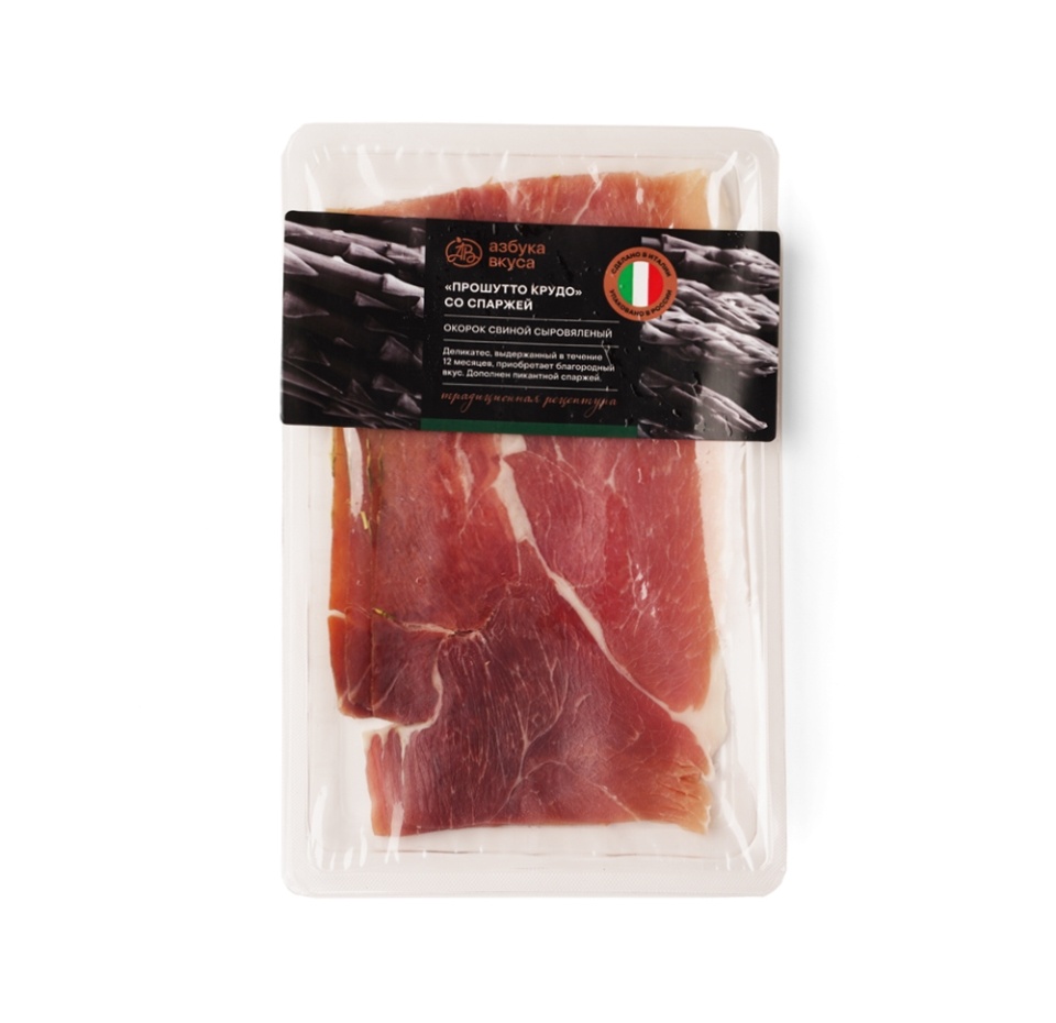 

Окорок сыровяленный Азбука вкуса Прошутто крудо со спаржей нарезка 70 г