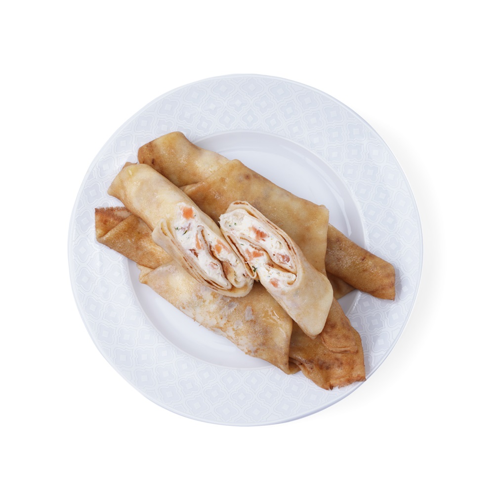 

Блин-круассан Азбука Вкуса с сёмгой и сливочным муссом ручной работы вес