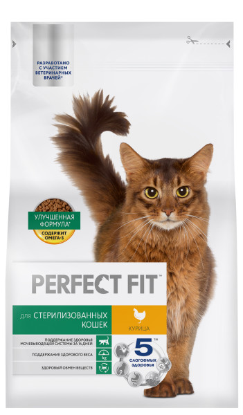 

Сухой полнорационный корм Perfect Fit для стерилизованных кошек с курицей 2.5 кг