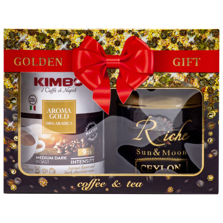 

Набор подарочный GOLDEN GIFT Кофе Kimbo Gold молотый +Чай RN Цейлон