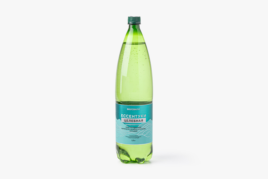 

Вода минеральная ВкусВилл Ессентуки Целебная газированная 1 л