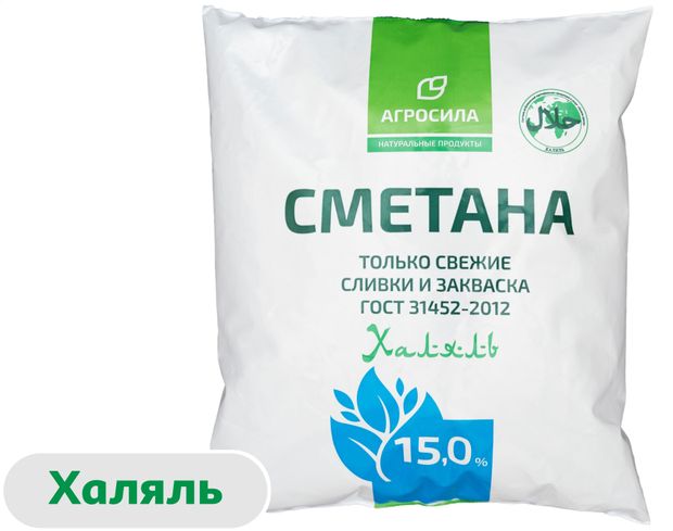 

Сметана Агросила Халяль 15% 430 г