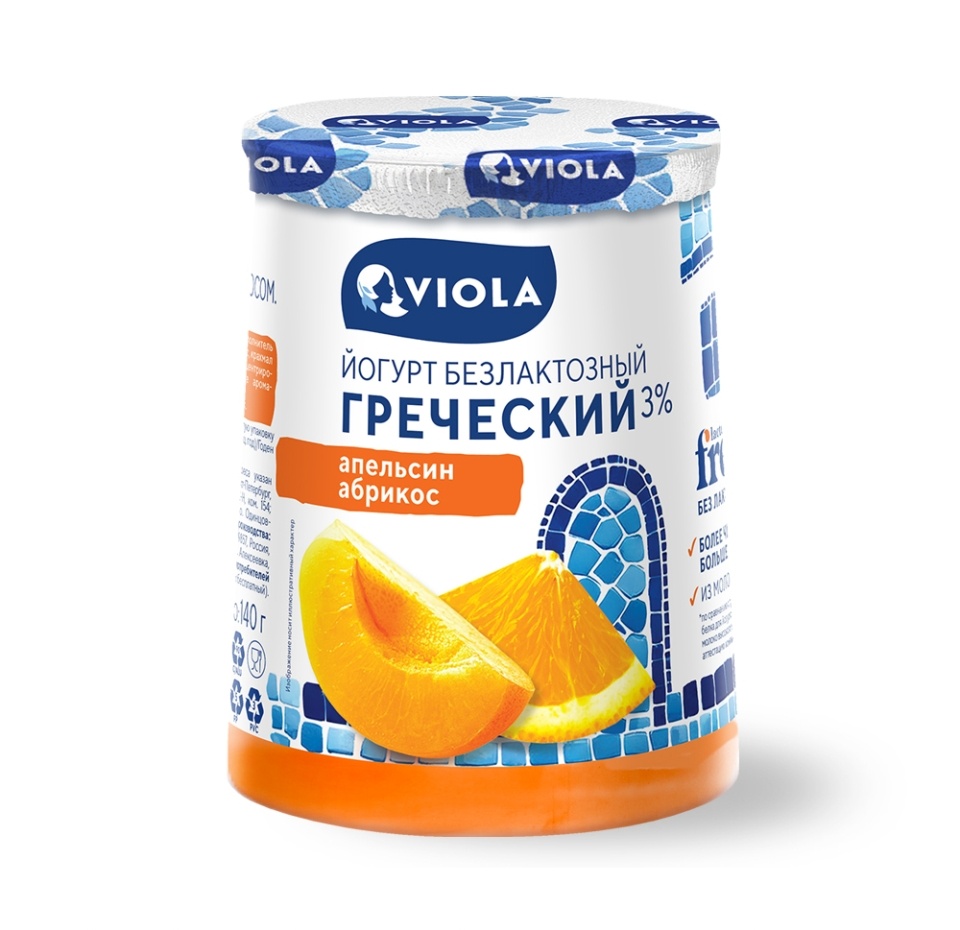 

Йогурт греческий Viola безлактозный Абрикос и апельсин 140 г