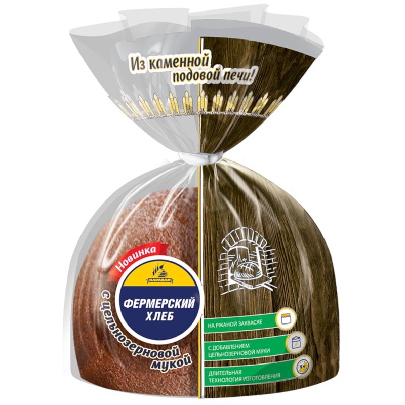 

Хлеб Каравай Фермерский с цельнозерновой мукой нарезка 330 г