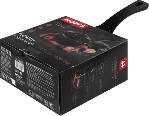 

Ковш Hopps Cooking Show стеклянная крышка литой антипригарное покрытие индукция 1.5 л арт. HKo181ID