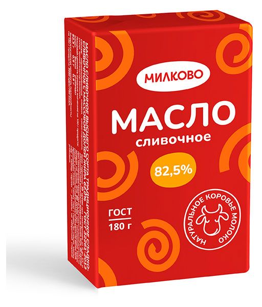 

Масло сладко-сливочное Милково Традиционное несоленое 82.5% 180 г
