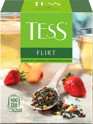 

Чай зеленый Tess Flirt с клубникой и ароматом белого персика 100х1.5 г