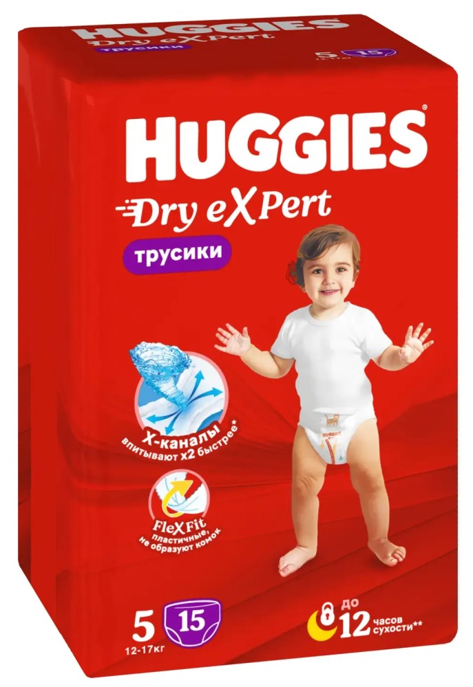 

Подгузники-трусики Huggies Эксперт по сухости (Dry Expert) р. 5 (12-17 кг) 15 шт.