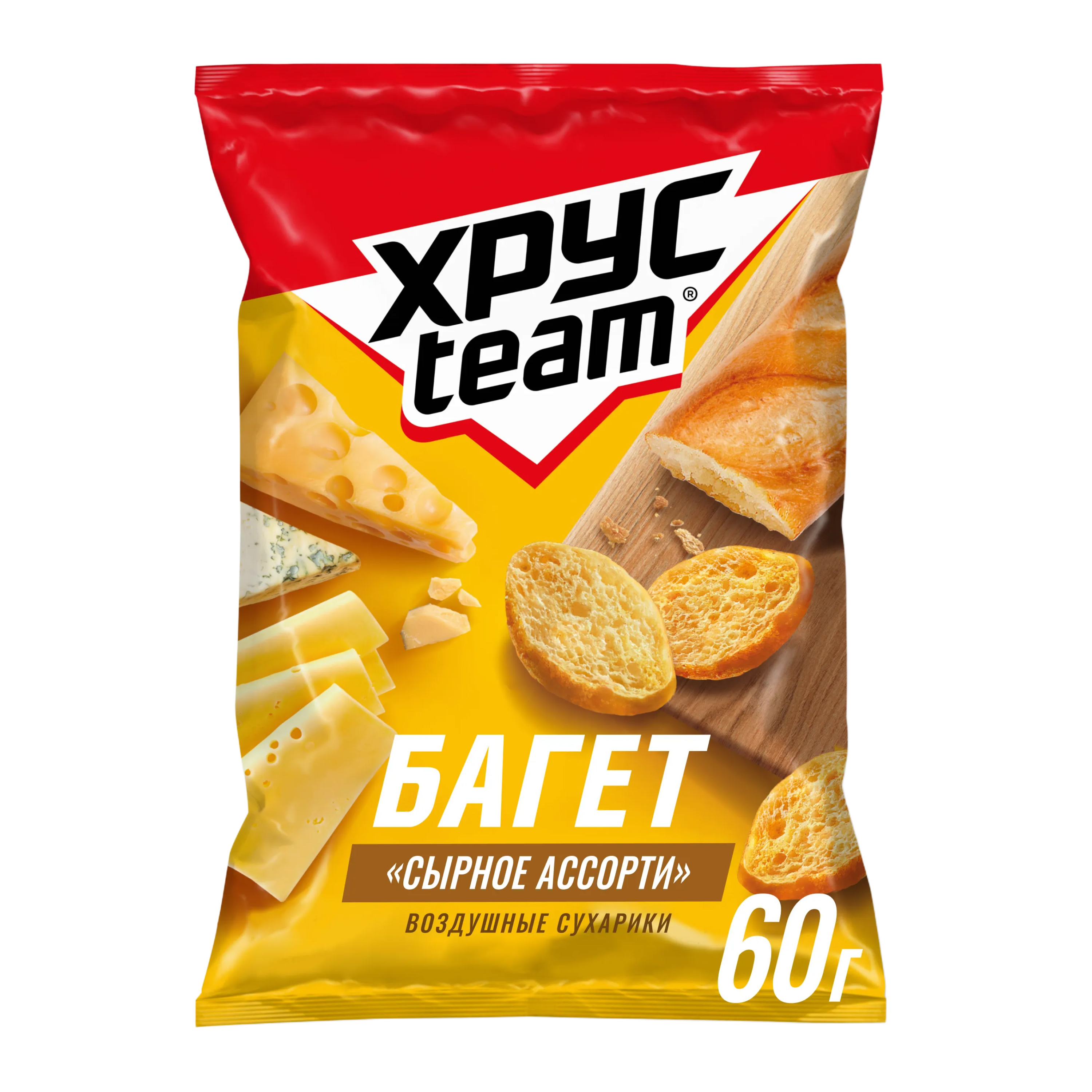 

Сухарики Хрусteam Багет Сырное ассорти 60 г