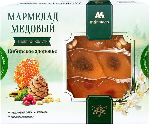 

Мармелад Marmeco Сибирское Здоровье кедровый орех клюква сосновые шишки 200 г дизайн упаковки в ассортименте