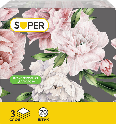 

Салфетки бумажные Super Ретро 3-слоя 33 х 33 см 20 шт. дизайн в ассортименте