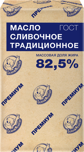 

Масло сладко-сливочное Белый Медведь Традиционное БЗМЖ 82.5% 320 г