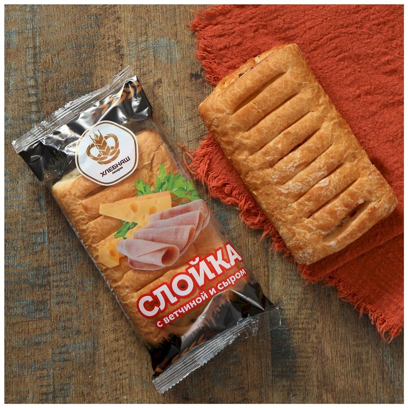 

Слойка Хлебнаш с ветчиной и сыром 80 г