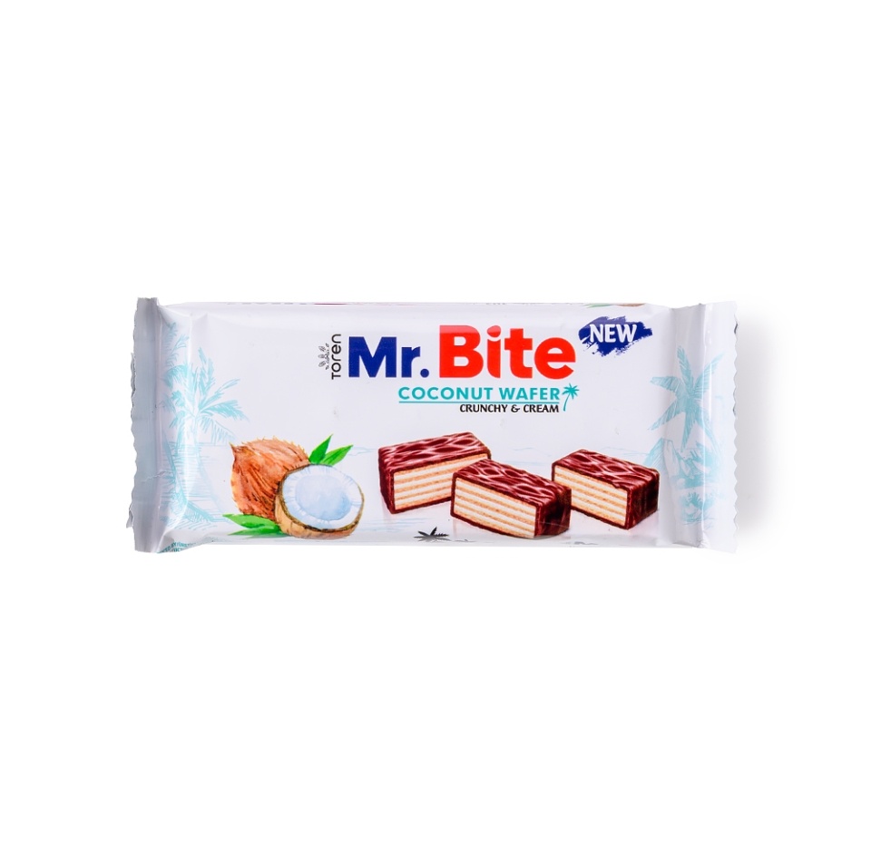 

Вафли Toren Mr.Bite в шоколадной глазури из молочного шоколада с кокосовой начинкой 38 г