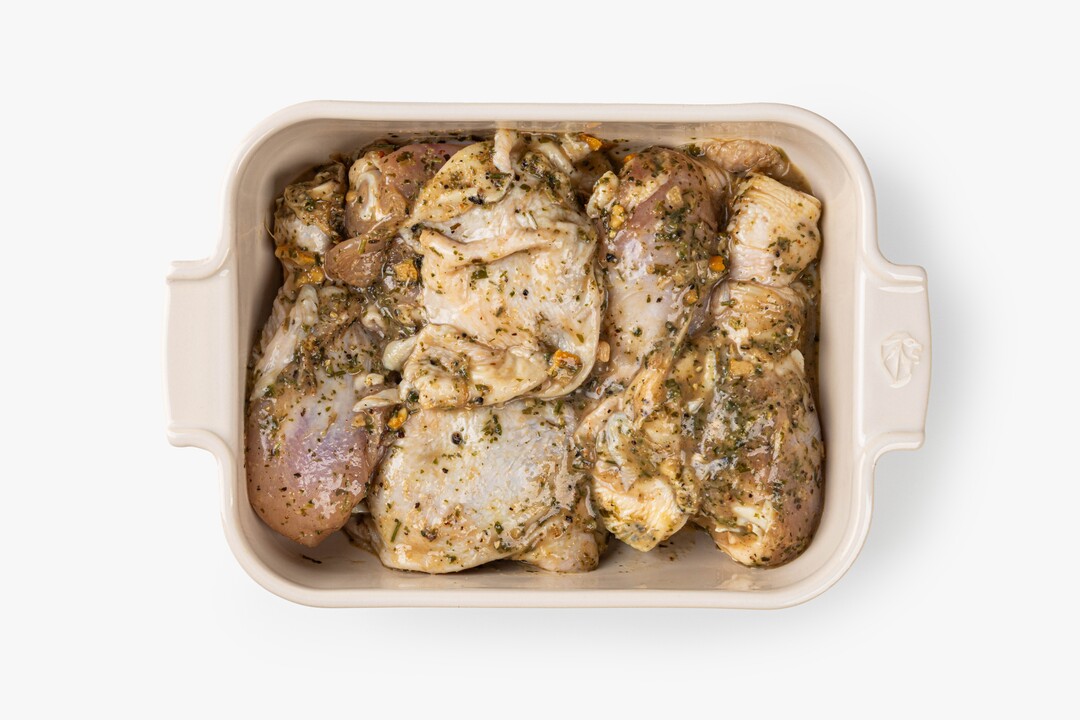 

Бедро и голень цыпленка бройлера ВкусВилл в маринаде апельсиново-чесночный 800 г