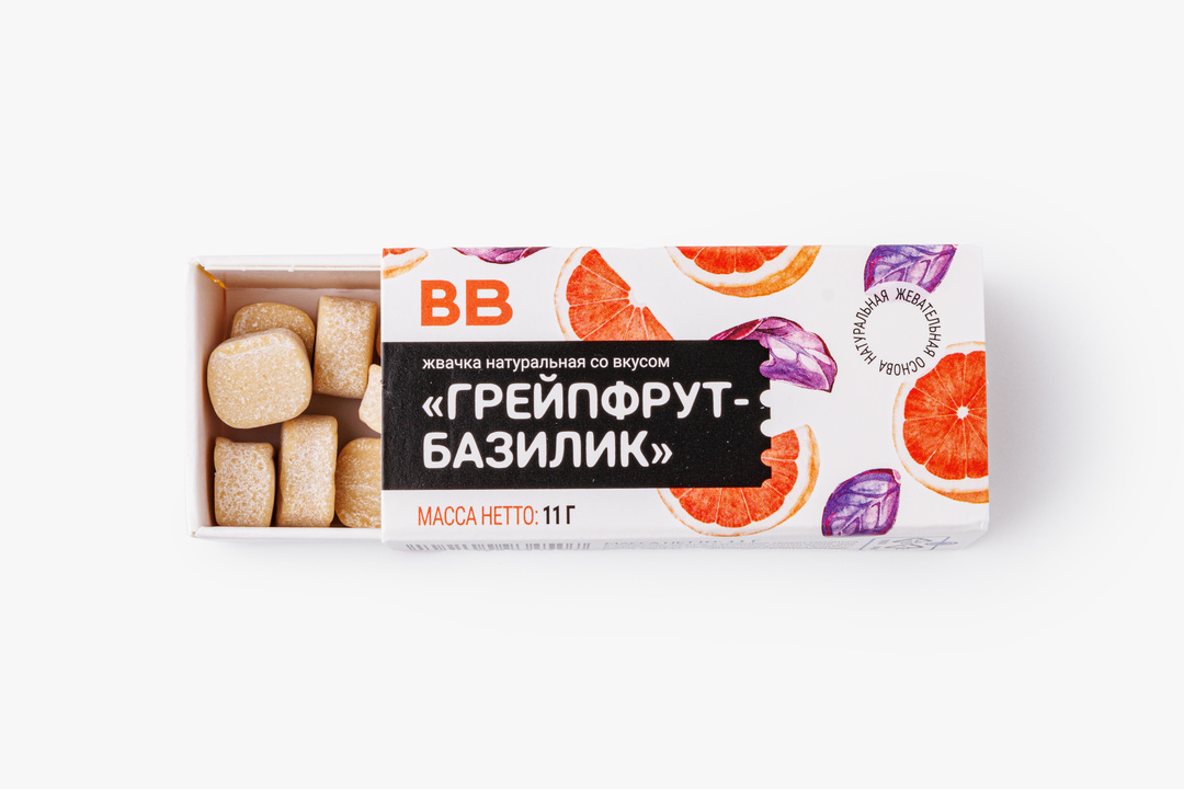 

Жвачка натуральная ВкусВилл грейпфрут и базилик 11 г