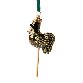 

Игрушка для ёлки «Леденец-петушок с золотым узором» зелёный, «Коллекция Праздник», «Азбука вкуса», стекло, Венгрия