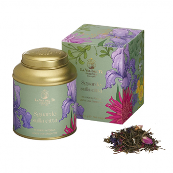 

Чай зеленый La Via Del Te Sguardo sulla Citta с бутонами роз цветами мальвы и лепестками василька 100 г