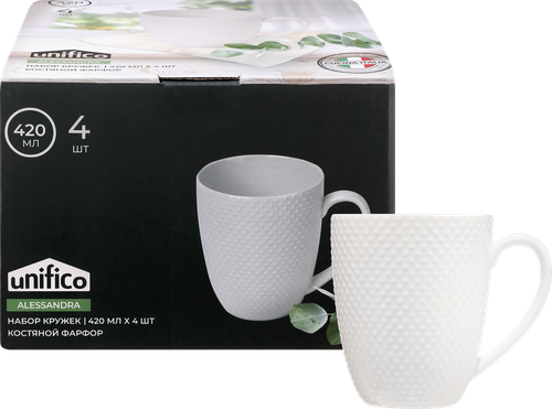 

Набор кружек Unifico Alessandra 12.2 см костяной фарфор 4 шт.