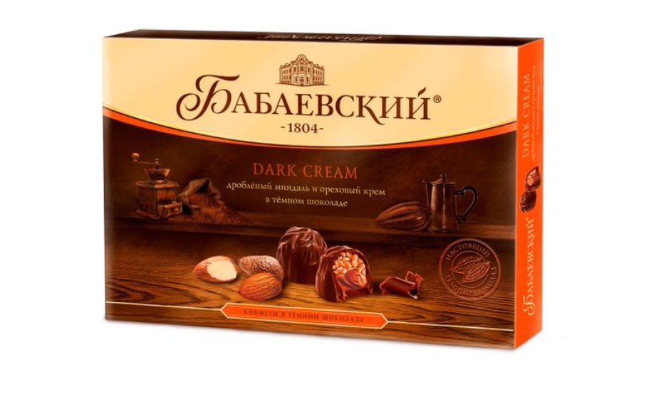 

Конфеты Бабаевские Dark Cream Целый фундук и дробленый миндаль 200 г