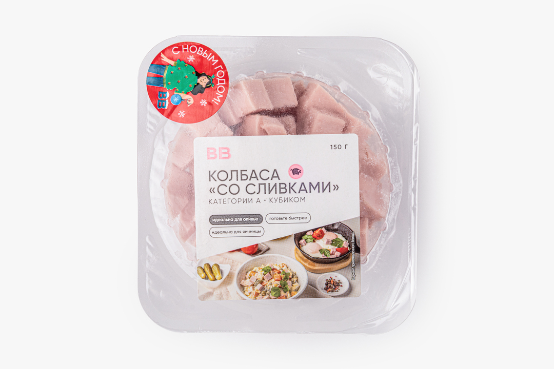 

Колбаса кубиками ВкусВилл категория А со сливками 150 г