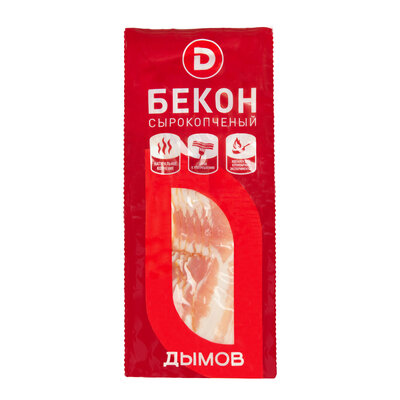 Бекон Дымов из свинины сырокопчёный нарезка 100 г