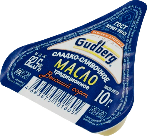 

Масло сладко-сливочное Gudberg Традиционное 82.5% 10 г