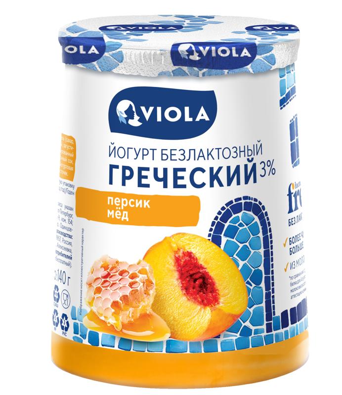 

Йогурт греческий Viola Персик и мед безлактозный 3% 140 г