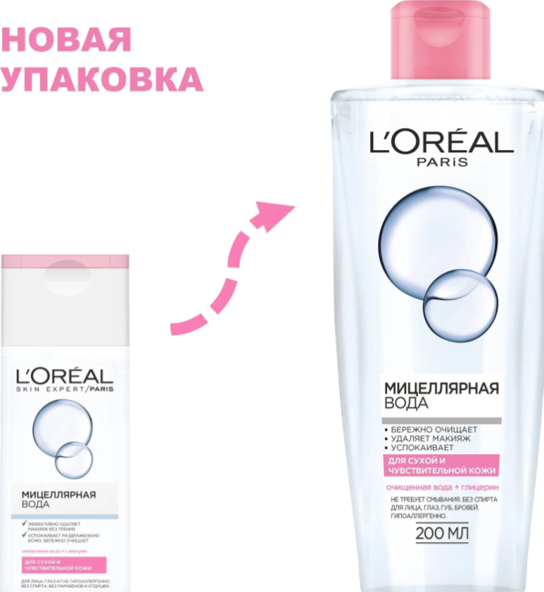 

Мицеллярная вода L'Oreal Paris Skin Expert для сухой и чувствительной кожи 200 мл