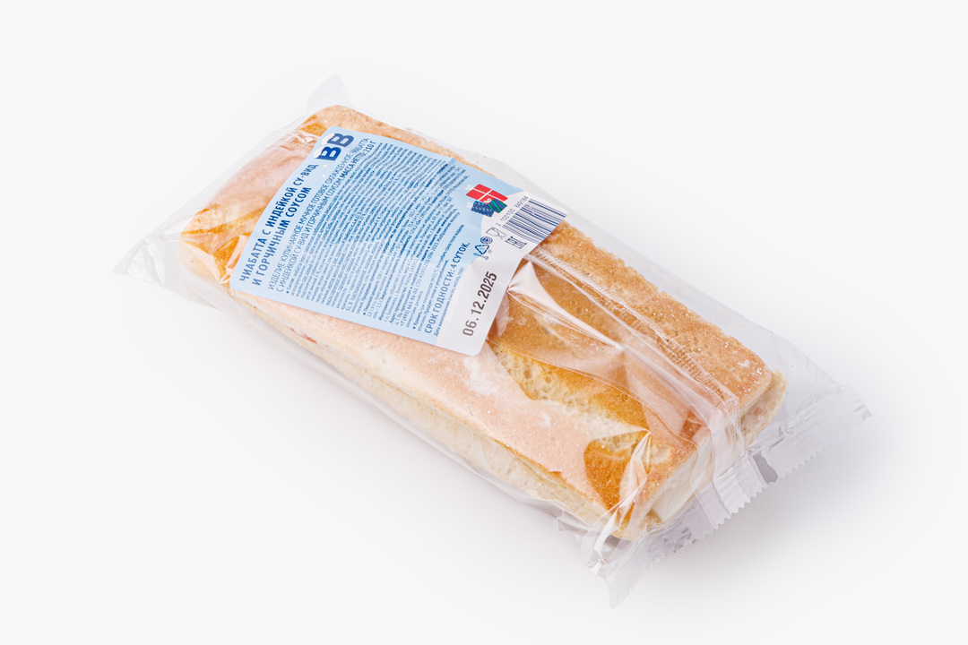 

Чиабатта ВкусВилл с индейкой су-вид и горчичным соусом, 210 г