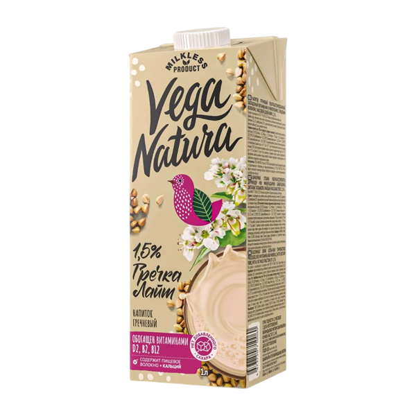 

Напиток гречневый Vega Natura Гречка лайт 1.5% 1 л