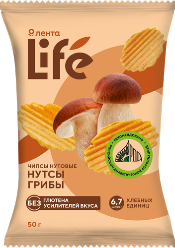 

Чипсы Лента Life Нутсы нутовые грибы 50 г