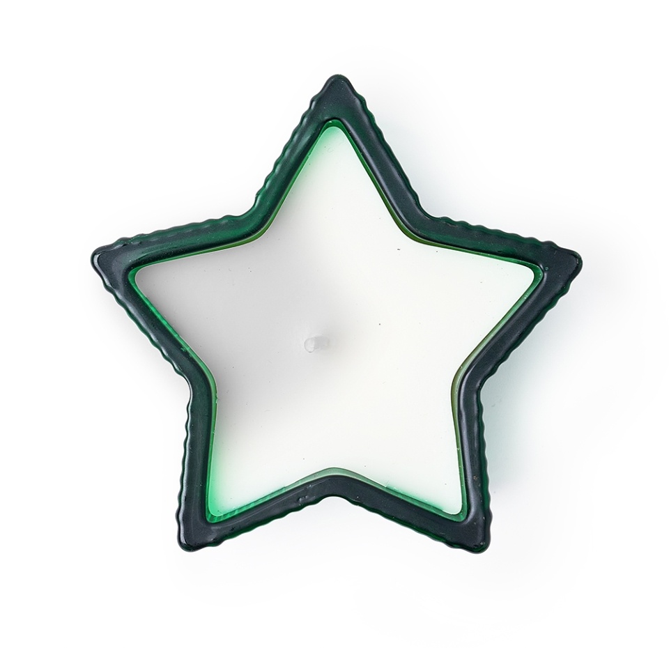 

Свеча ароматическая Jinhua jushi в форме звезды новогодняя зеленая 55 г, Китай