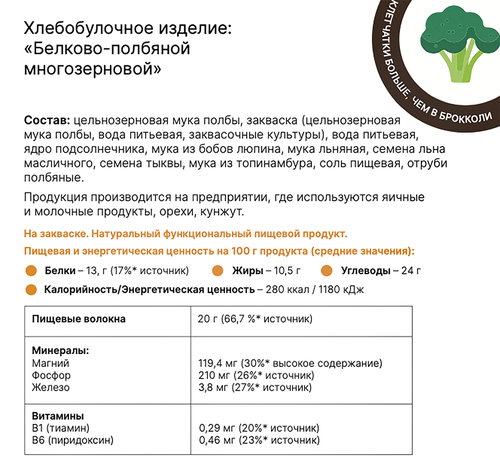 

Хлеб белково-полбяной VQ Формула Многозерновой нарезка 290 г