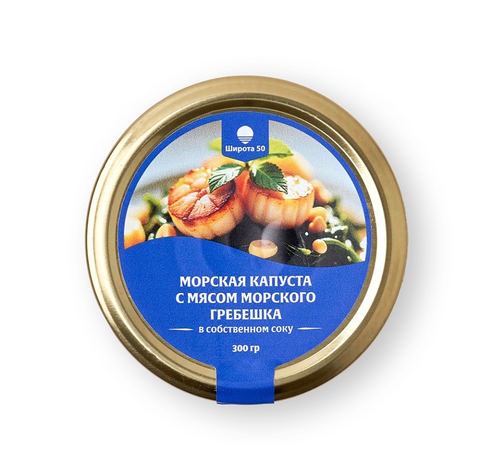 

Морская капуста Широта 50 с натуральным мясом краба в собственном соку 300 г, Россия