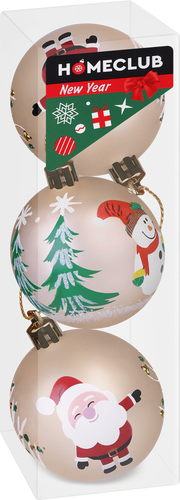 

Набор елочных шаров Homeclub Новогодние персонажи d=6см, пластик, 3шт, в ассортименте
