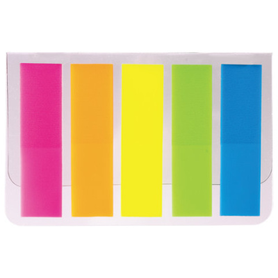 

Закладки клейкие Staff неоновые 5 цветов 20 листов 4.5 х 1.2 см