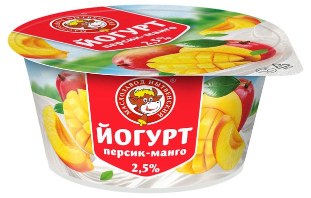 

Йогурт Маслозавод Нытвенский персик-манго 2.5% 120 г