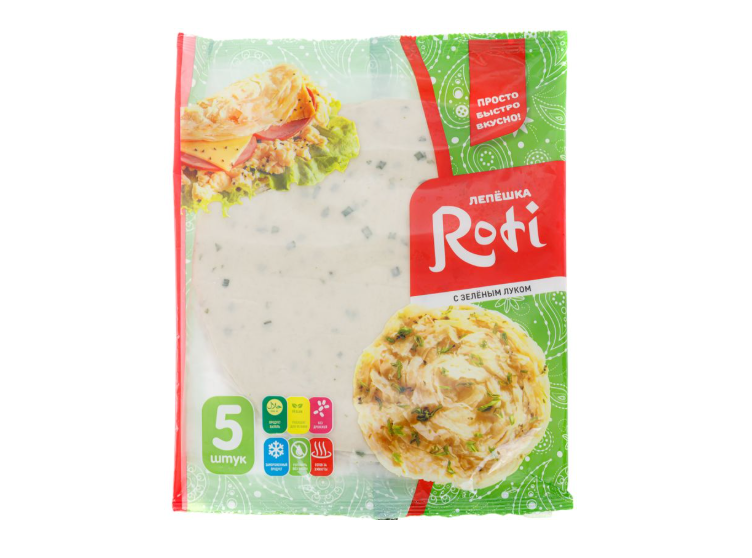 

Лепешки Roti с зеленым луком замороженные 450 г