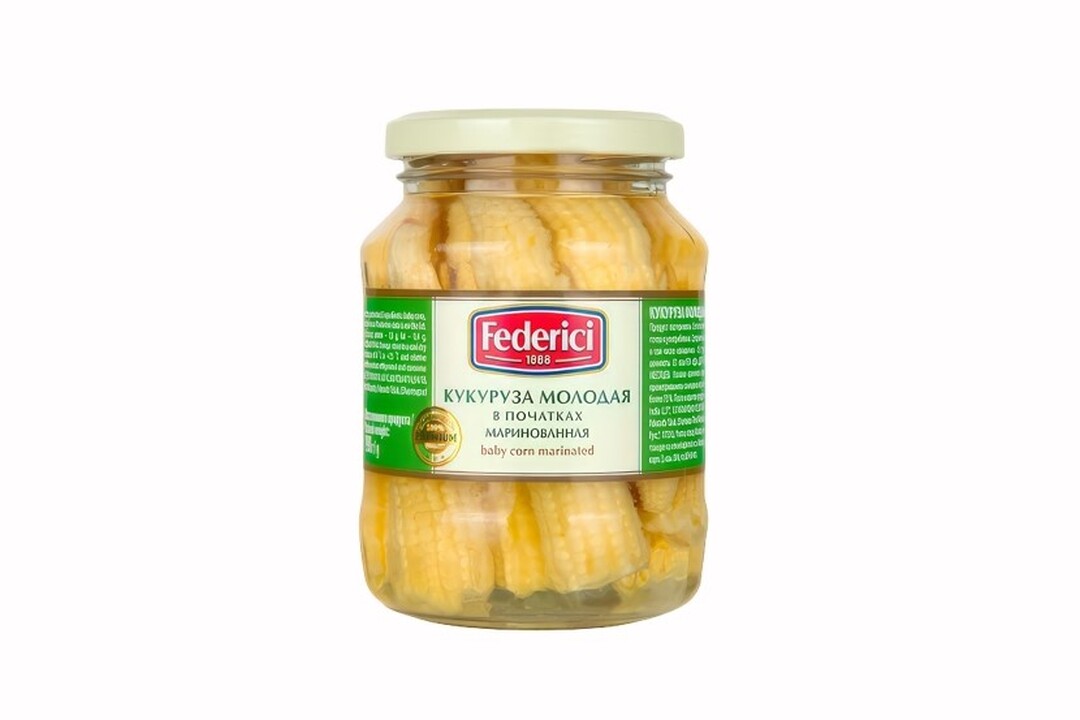 

Кукуруза Federici в початках молодая маринованная 370 мл