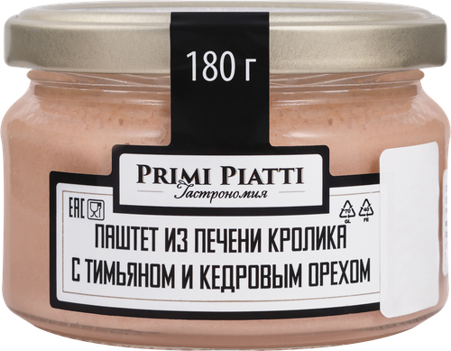 

Паштет из печени кролика Primi Piatti с кедровым орехом 180 г