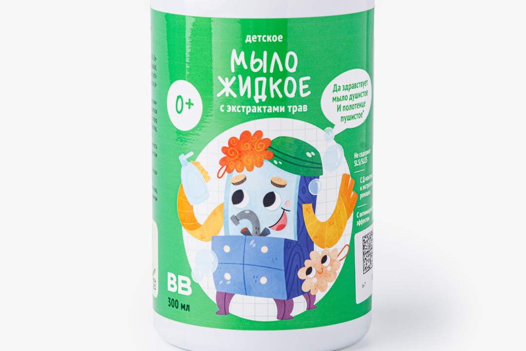 

Мыло жидкое детское ВкусВилл с антимикробным эффектом с экстрактами трав 0+ 300 мл