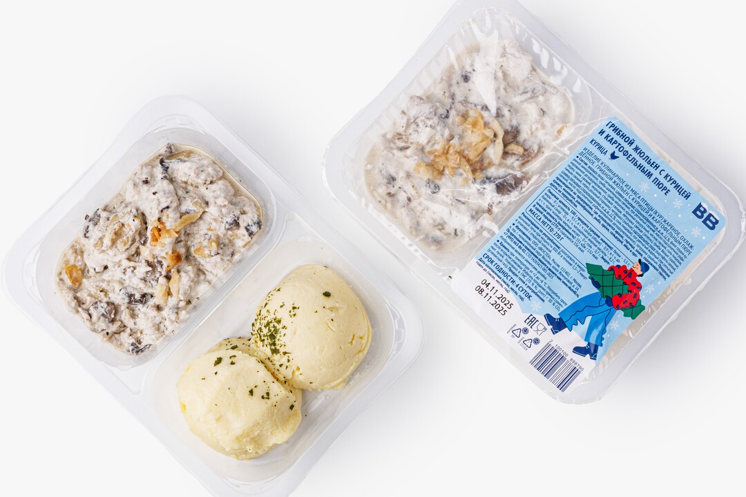 

Грибной жюльен с курицей и картофельным пюре Вкусвилл 270 г