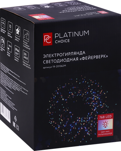

Электрогирлянда Platinum choice Фейерверк 768 LED 10 м мультиколор