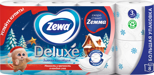 

Туалетная бумага Zewa Deluxe Без аромата 3 слоя 12 рулонов