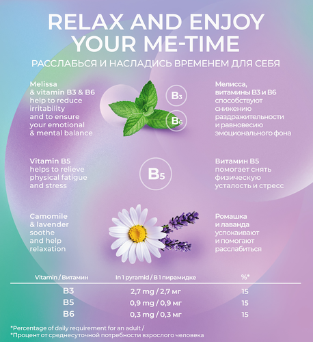 

Чай зелёный Curtis Relax Лаванда ромашка мелисса 15 п. x 1.7 г