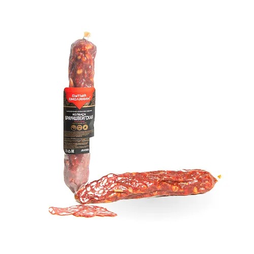 

Колбаса сырокопченая Сытый Смолянин Брауншвейгская полусухая вес