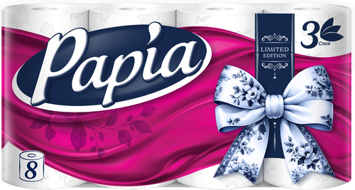 

Туалетная бумага Papia 3 слоя 8 рулонов