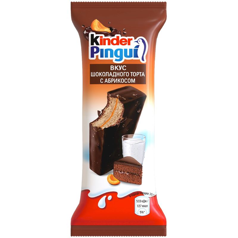 

Пирожное бисквитное Kinder Pingui шоколадный торт с абрикосом 23.3% 30 г