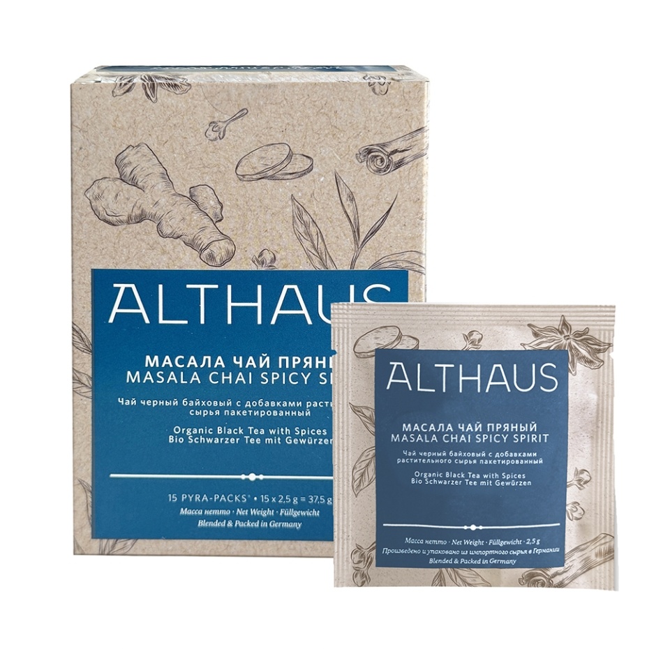 

Чай черный Althaus Masala Chai Spicy Spirit с добавками растительного сырья пакетированный 15х2.5г